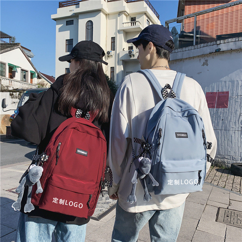 定制LOGO潮牌双肩包男in风高中学生书包女休闲原宿时尚大容量背包