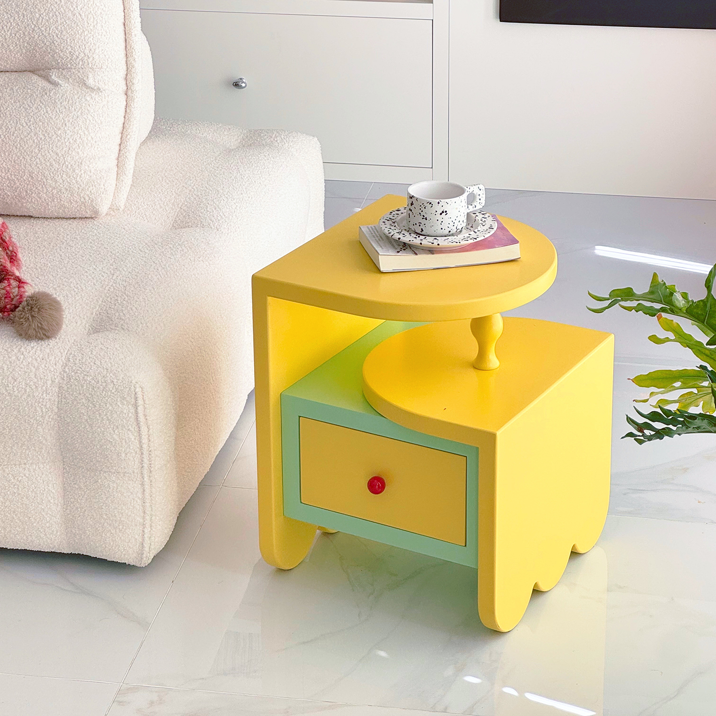 奶油小型床头柜床边柜