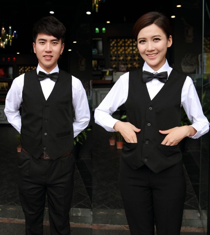 酒店工作服套装马甲女男衬衫