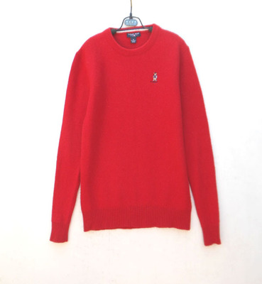 26-19小熊羊绒衫红色足球熊平针中性款修身版打底毛衣165-170