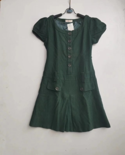秋冬款女款连衣裙墨绿色毛呢修身短袖裙子背心裙小码155