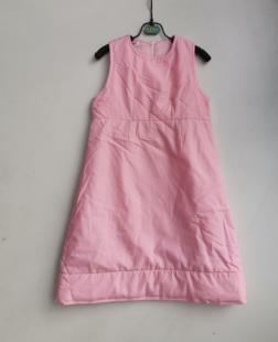 minji粉红色秋冬夹棉款背心裙修身款女童马甲裙120-130