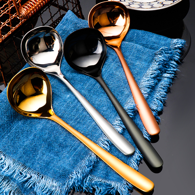 韩式风加深大头粥勺不锈钢汤匙