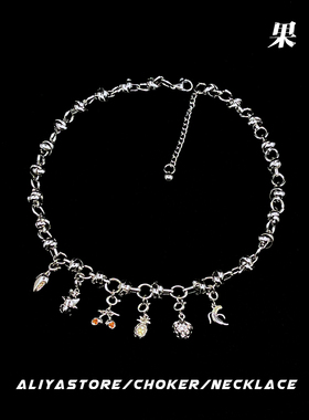 原创小水果钛钢choker项链锁骨链