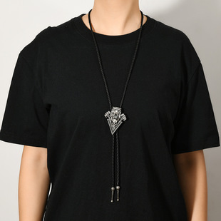 领结领绳 银虎骷髅项链衬衫 欧美复古英伦bolo tie牛仔波洛领带男士