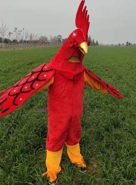 红色大公鸡服装成人穿大公鸡十二生肖动物服装社火表演道具