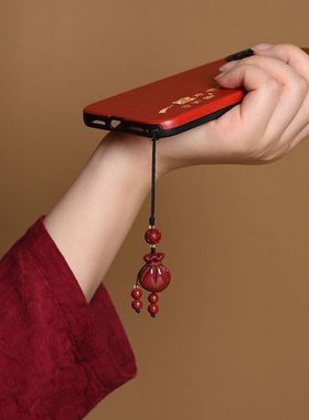 朱砂吊坠钱袋手机链挂件紫金砂U盘挂件零钱包包挂汽车钥匙扣挂绳