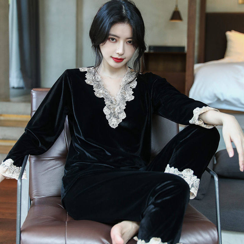 睡衣女士春秋款长袖秋冬季金丝绒韩版可外穿家居服加大码红色套装,女士内衣/男士内衣/家居服,睡衣/家居服套装,淘宝优惠券,粉丝福利购,淘宝优惠卷