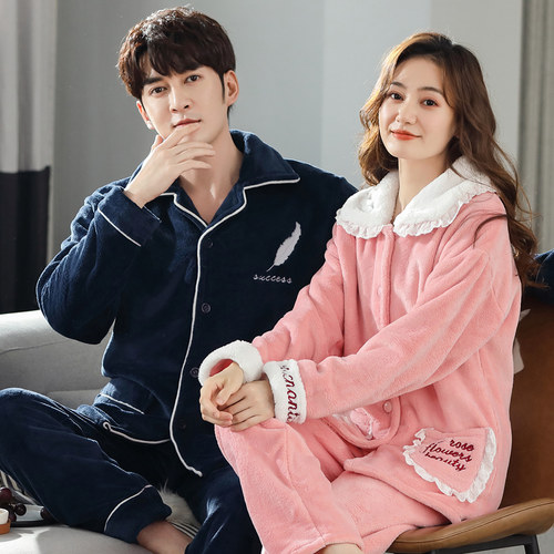 珊瑚绒新款情侣睡衣加厚加绒