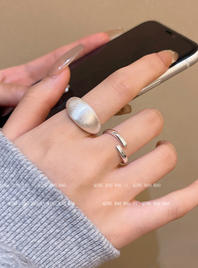 哑光银色拉丝戒指女冷淡风轻奢