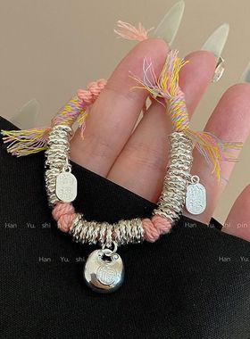 古法藏式盘缠彩绳编织手链女小红书平安喜乐手串招财纳福小众手绳