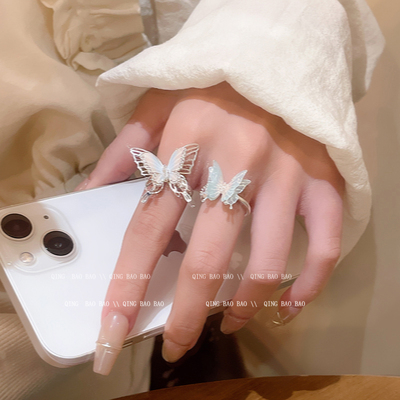 蝴蝶锆石开口戒指女款秋冬高级感