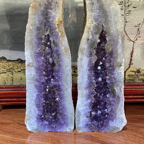 战国红紫水晶洞河北宣化高度18厘米紫水晶柱一物一图收藏摆件