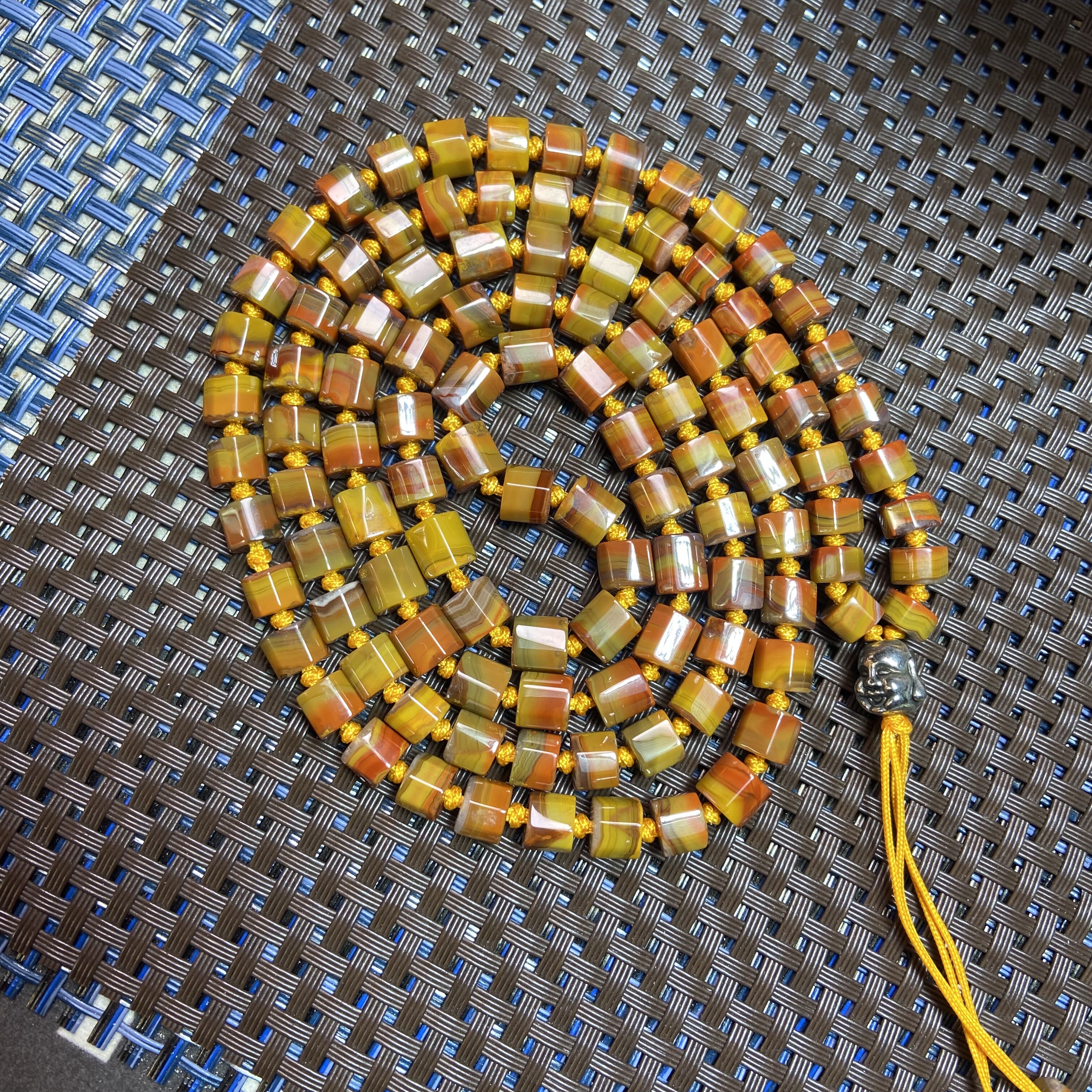 天然战国红玛瑙多圈手链项链108直径7毫米一物一图鸡油黄大湾