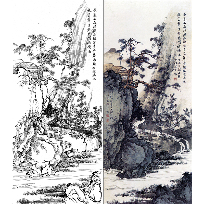 tp332工笔山水白描临摹线描勾线