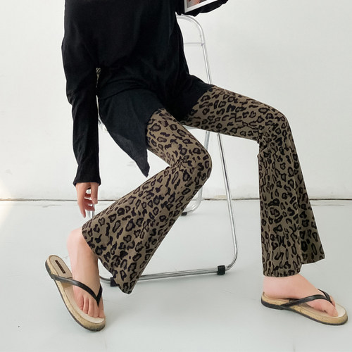 2025新款春夏薄款豹纹瑜伽喇叭裤