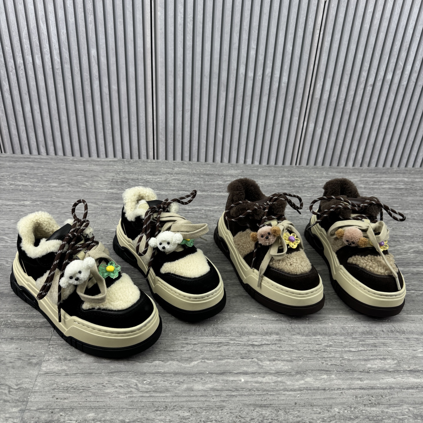 厚底高跟松糕鞋加绒系带休闲运动