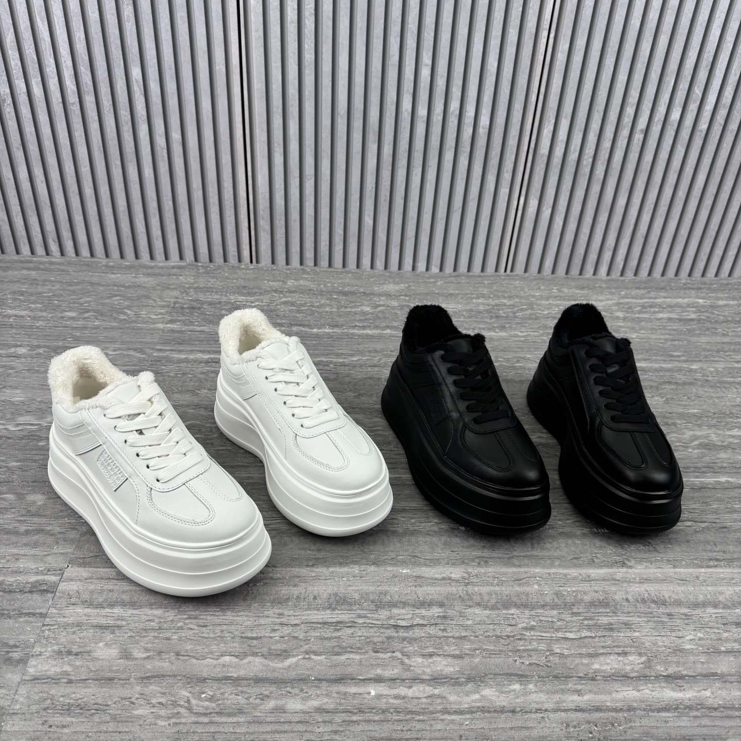 冬季新款松糕鞋加绒休闲运动鞋潮