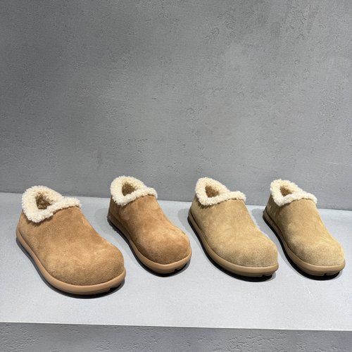 羊毛勃肯鞋磨砂绒面一脚蹬懒人鞋