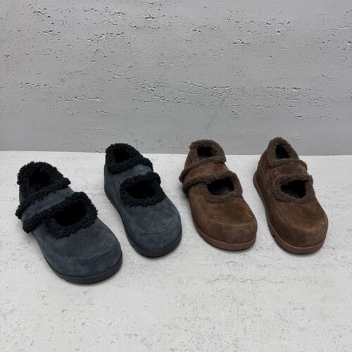 真皮加绒保暖玛丽珍勃肯鞋