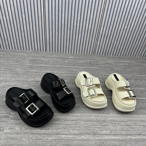 夏季真皮松糕增高女款一字拖