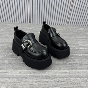 厚底松糕底小皮鞋 英伦皮带扣乐福鞋 2026春新款 欧货欧洲站真皮女鞋