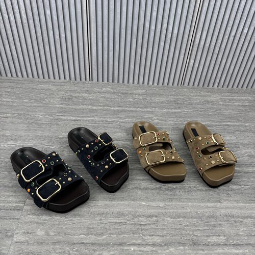 夏季女款铆钉皮带扣厚底增高一字