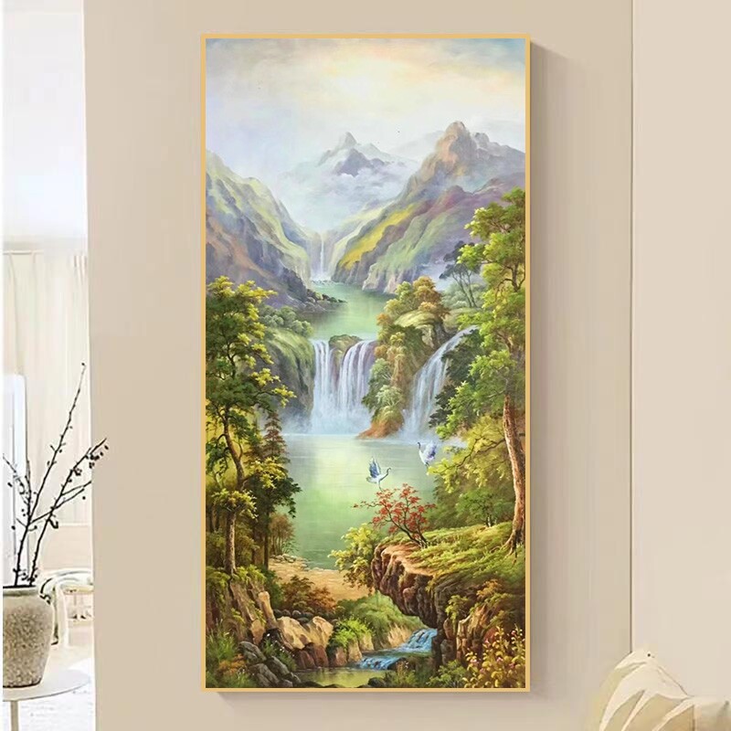 新中式山水风景纯手绘油画
