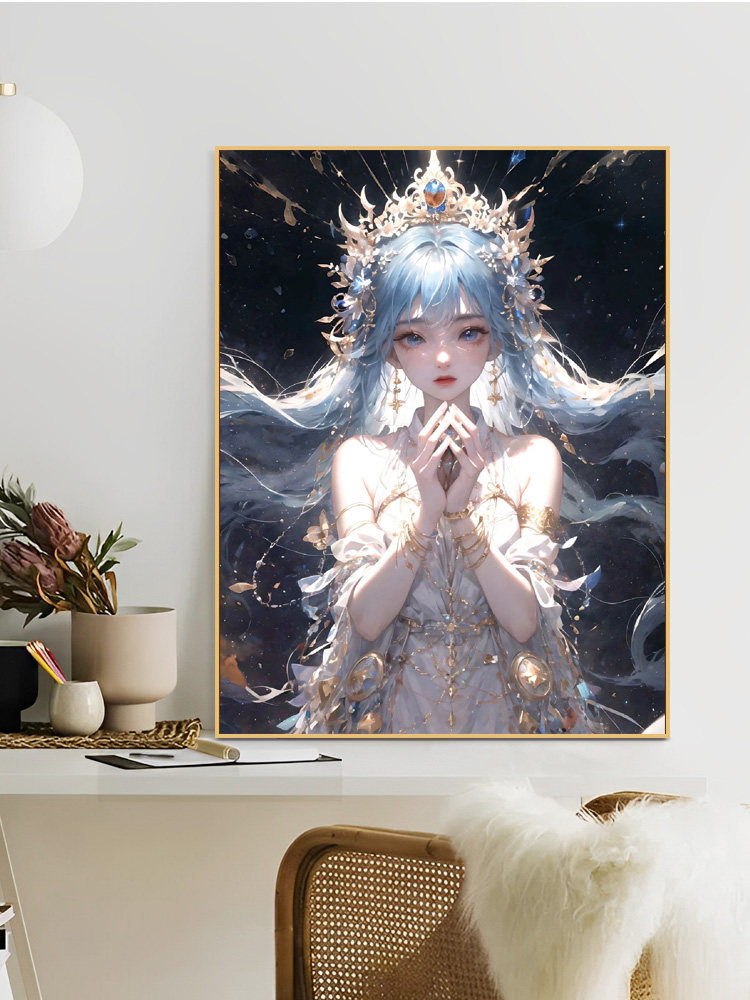 国风美少女diy十二星座主题高级感手工绘画简约丙烯装饰数字油画