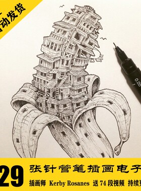 C193 Kerby Rosanes 针管笔插画 电子图829张送74段视频 持续更新