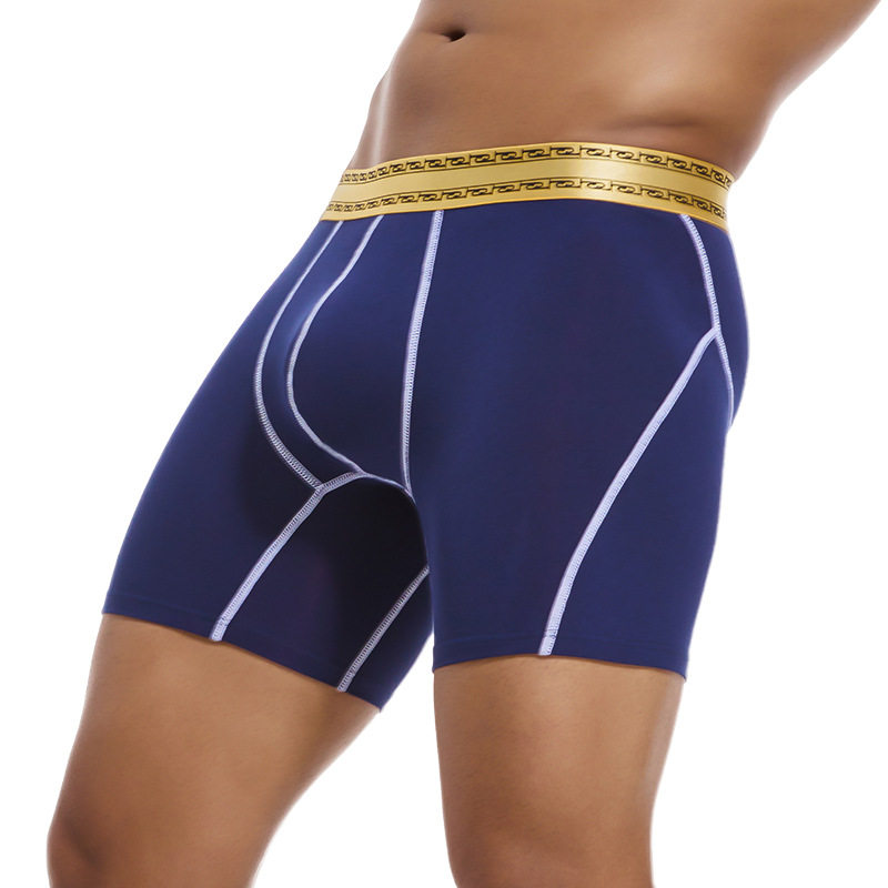 大码运动内裤加长腿男士内裤纯棉防磨腿平角裤男透气跑步健身短裤