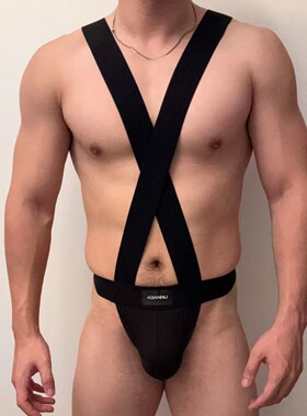 男士一体式高叉吊带连体衣塑身弹性提臀无痕运动性感AD7475