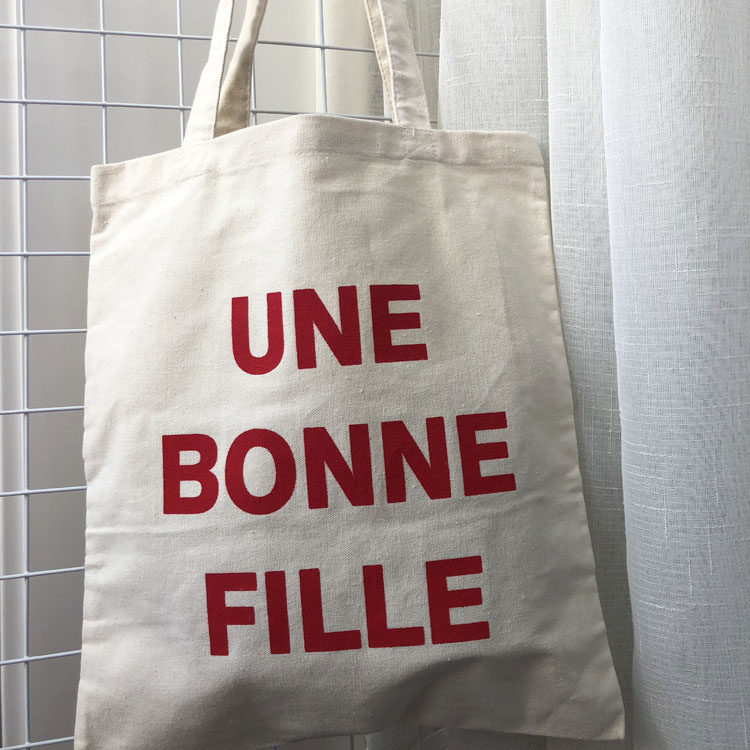 外贸出口原创ins字母购物袋手提简约纯棉文艺环保简约帆布包厚款