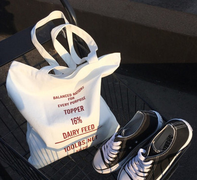 韩国出口ulzzang街拍日本帆布袋