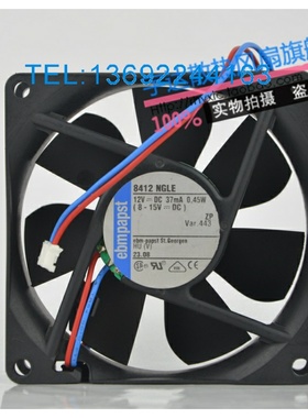 原装德国ebmpapst 8412NGLE 12V 37mA 0.45W 8CM 8025 静音风扇+