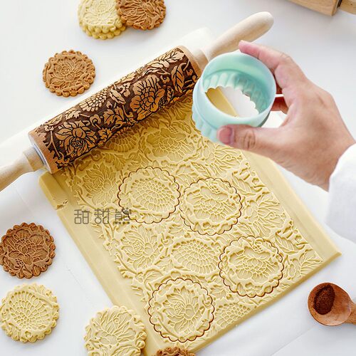 TITIBEAR莲花饼干印花擀面杖