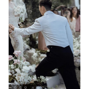 男士梅斯礼服定制做窦骁新郎结婚宴礼西服套装绅士演出拍照主持