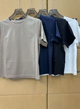 {出口订单品质} 女纯棉短袖T恤宽松休闲圆领上衣短款白色t恤
