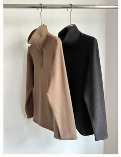 480克德绒3.0拉链男士半高领链加绒加厚秋冬季立领打底衫保暖上衣