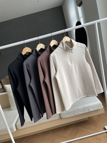 美式男沙洗空气层半拉链保暖打底衫云感加绒长袖运动休闲立领上衣