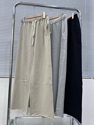 白云亲制纯棉毛圈秋季松紧腰高腰卷边直筒裤宽松休闲裤子卫裤女