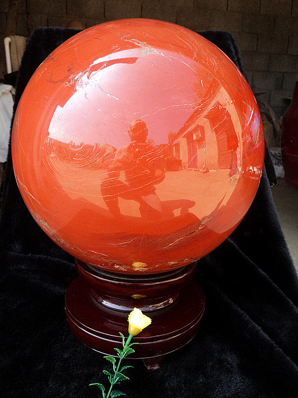 鳌犷天然紅碧玉红水晶球鸿运当头水晶球 24公分（天然花纹）