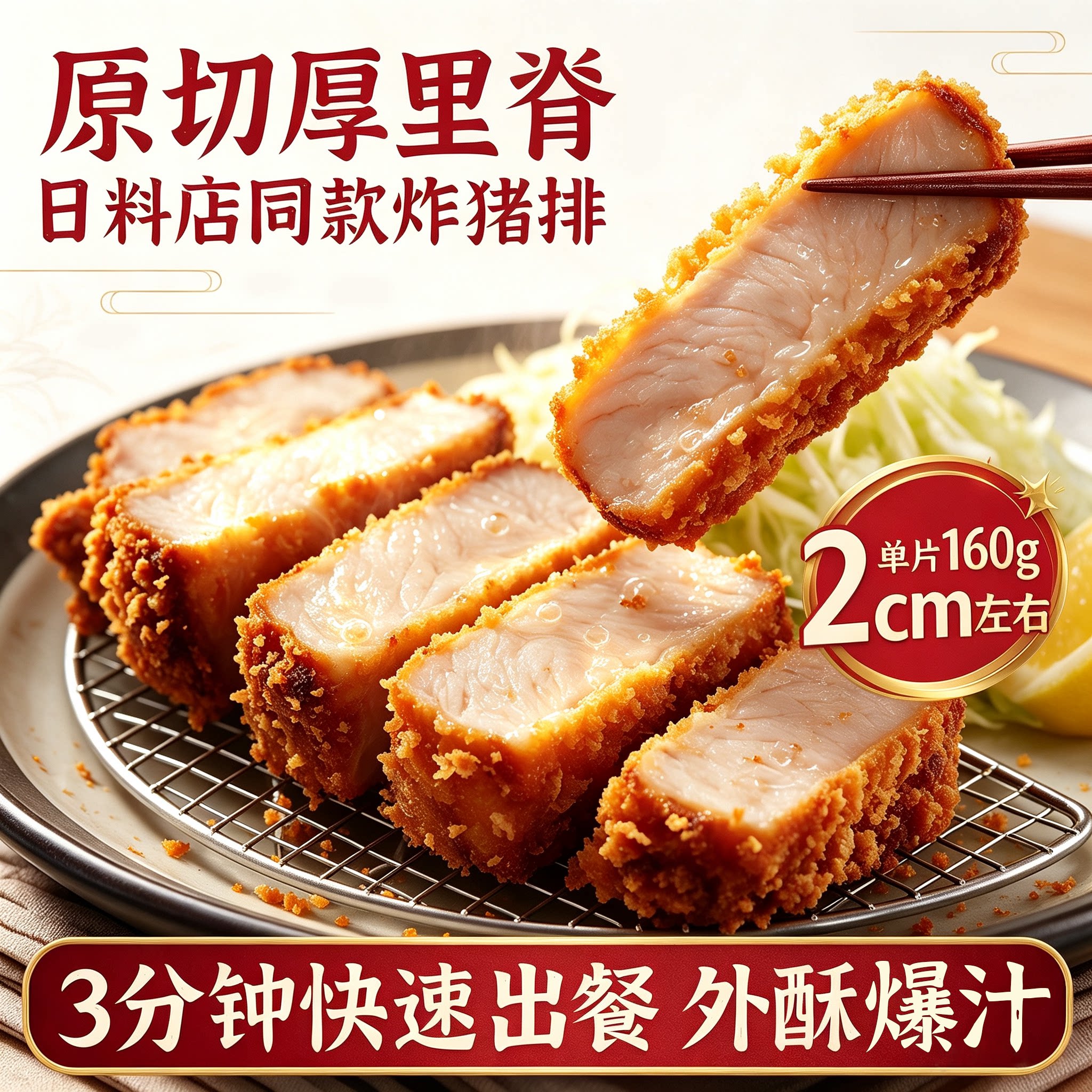 包邮玖圆圆日式厚切猪排原切半成品商用裹粉炸猪排咖喱猪扒饭800g