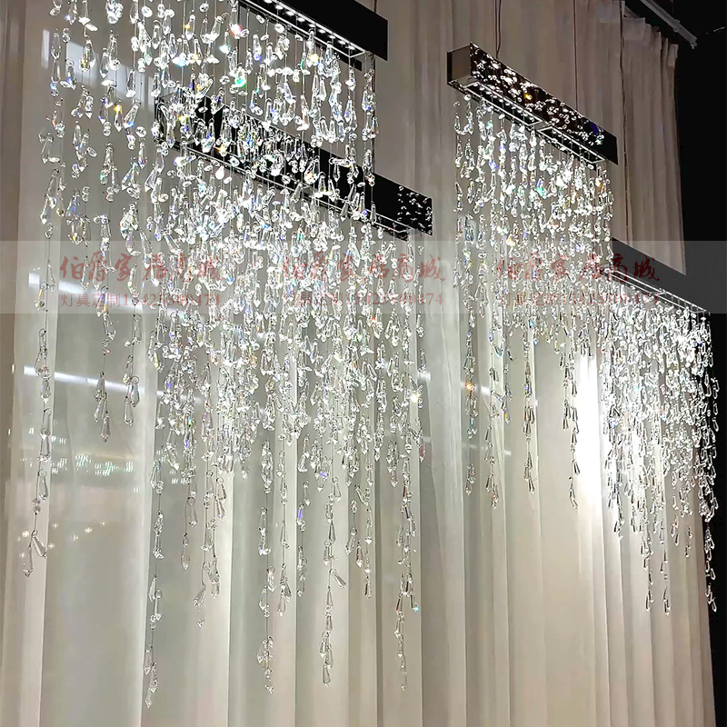 高档豪华设计师餐厅长条水晶灯