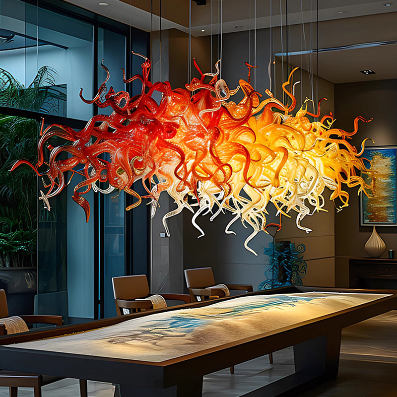 彩色吹制玻璃大吊灯古镇工厂定制