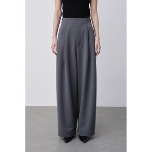 大廓形西裤 女高腰显瘦休闲长裤 CAREMIND灰色西装 阔腿裤 子女 裤