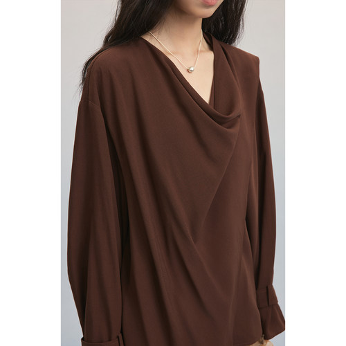 CAREMIND设计感荡领长袖宽松衬衫