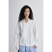 三季 CAREMIND精致小立领抽绳衬衫 可穿松弛感上衣 苍蓝亚麻外套