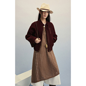 工装 CAREMIND复古酒红夹克皮衣小个子短款 外套 麂皮飞行短夹克