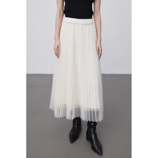 CAREMIND法式浪漫超仙百褶蓬松纱裙氛围感穿搭a字显瘦半身裙春款